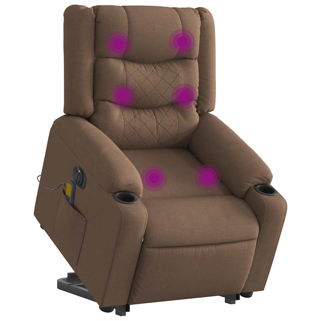 Vetonek Sillón de masaje eléctrico reclinable elevable tela marrón