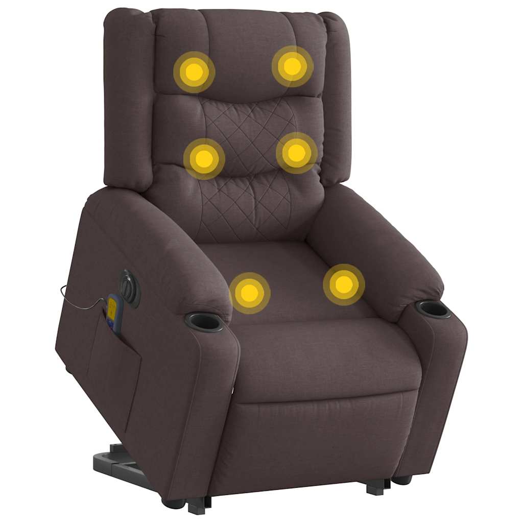 Vetonek Sillón masaje eléctrico reclinable elevable tela marrón oscuro