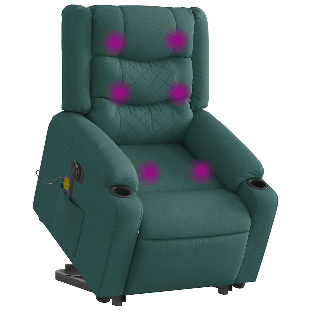 Vetonek Sillón masaje eléctrico reclinable elevable tela verde oscuro