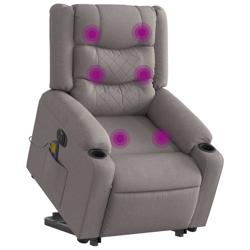 Vetonek Sillón de masaje eléctrico reclinable elevable tela taupé