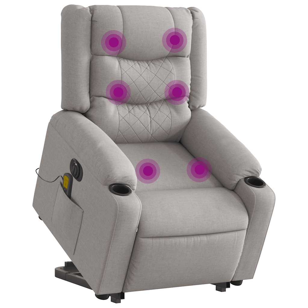 Vetonek Sillón de masaje eléctrico reclinable elevable tela gris nube