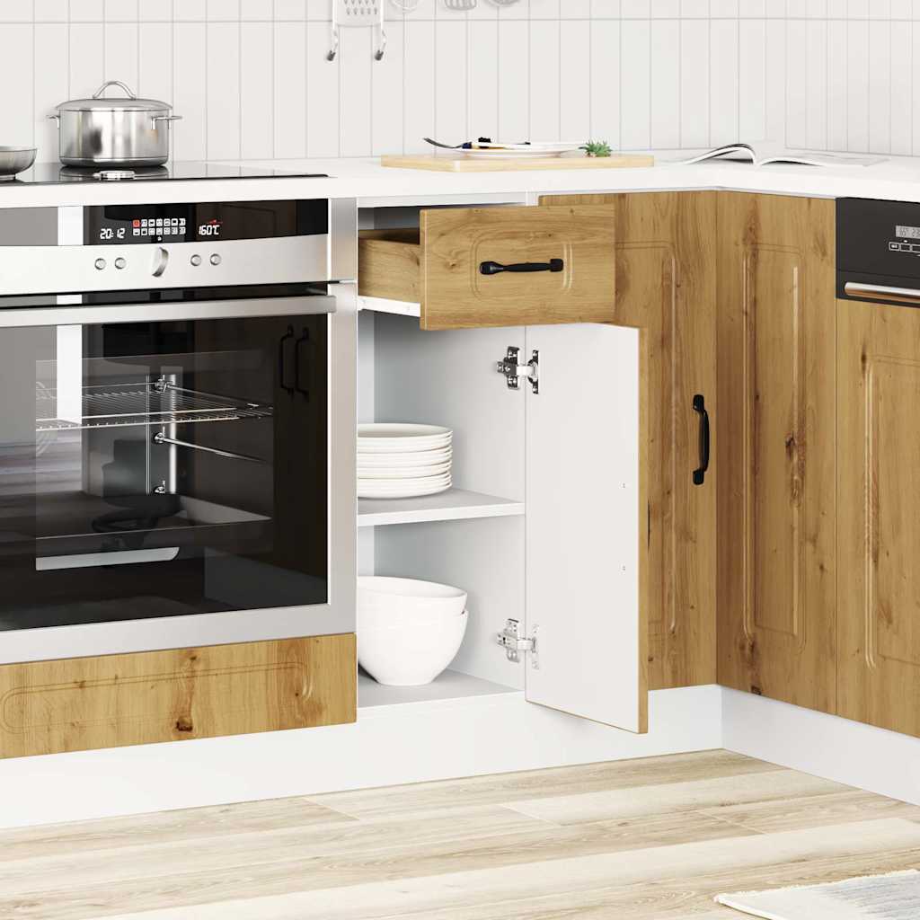 Low kitchen furniture Kalmar artisanal oak synthesized wood nexus