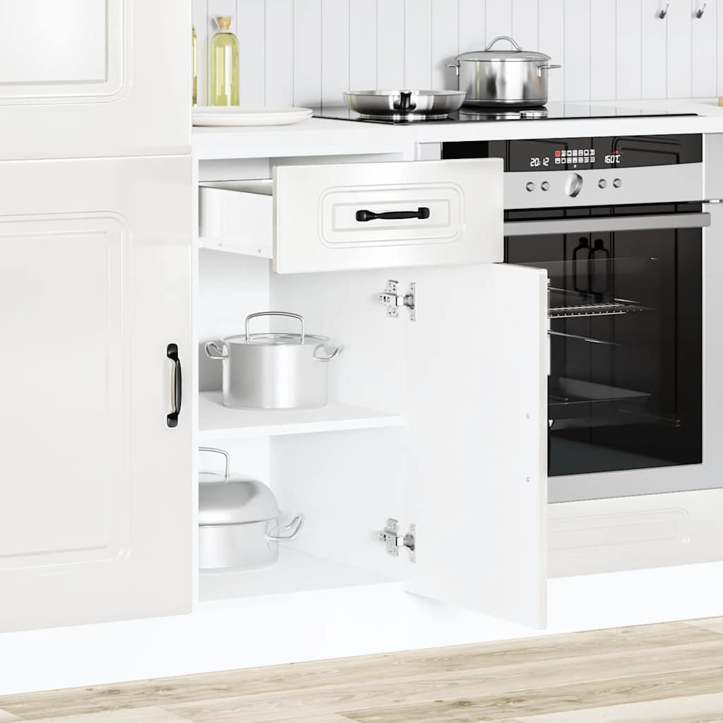 Mueble bajo cocina Kalmar madera sintetizada Nexus blanca alto brillo