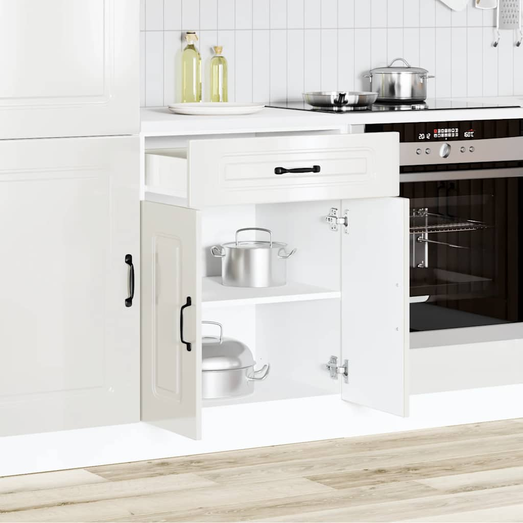 Mueble bajo cocina Kalmar madera sintetizada Nexus blanca alto brillo