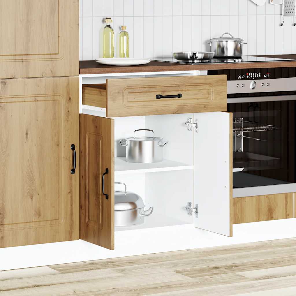 Low kitchen furniture Kalmar artisanal oak synthesized wood nexus