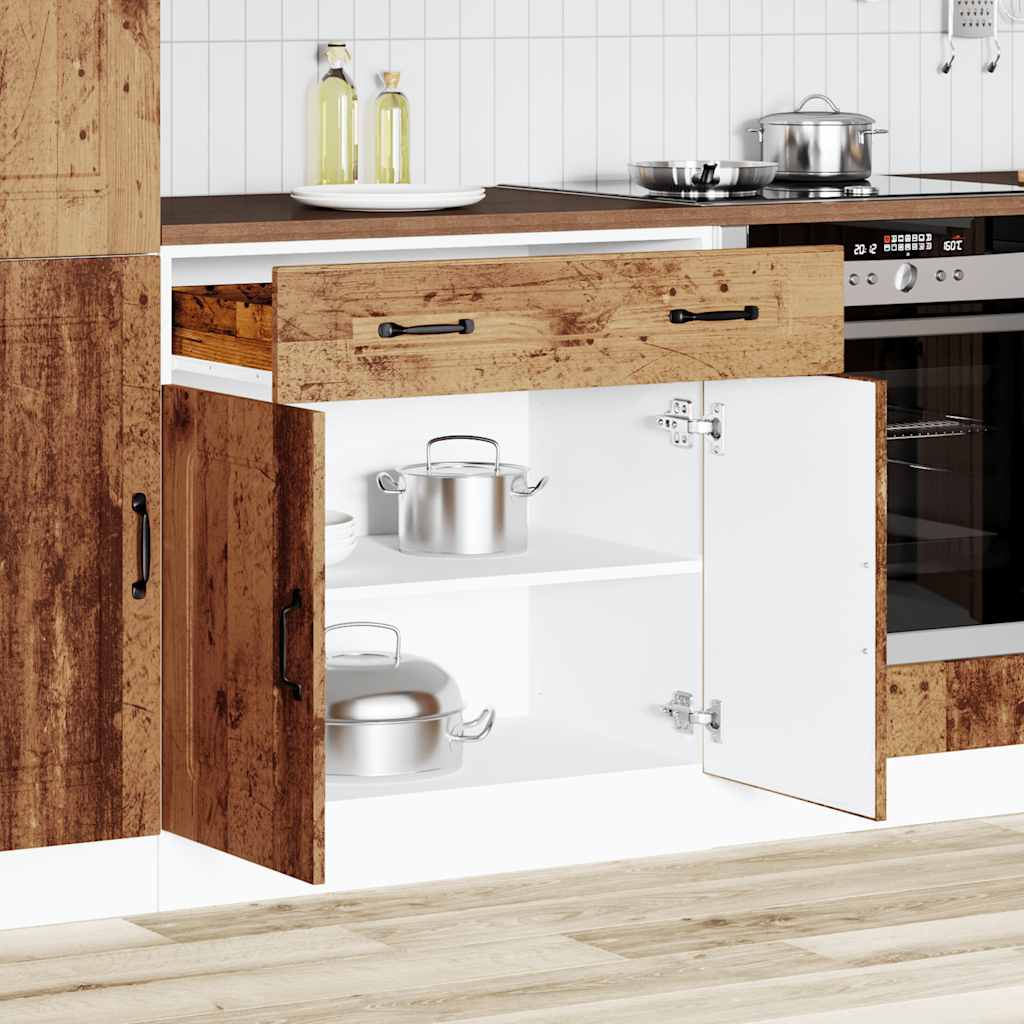 Mueble bajo de cocina Kalmar de madera antigua de ingeniería