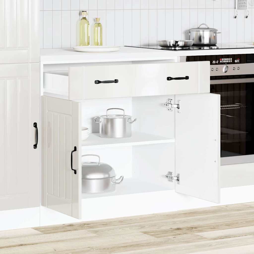 Vetonek Mueble bajo de cocina Lucca blanca de alto brillo