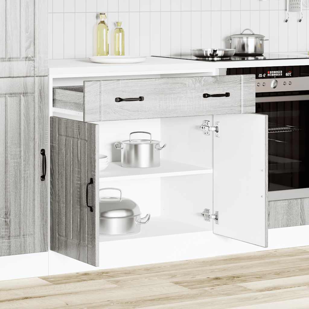 Vetonek Mueble bajo de cocina Lucca madera contrachapada gris sonoma