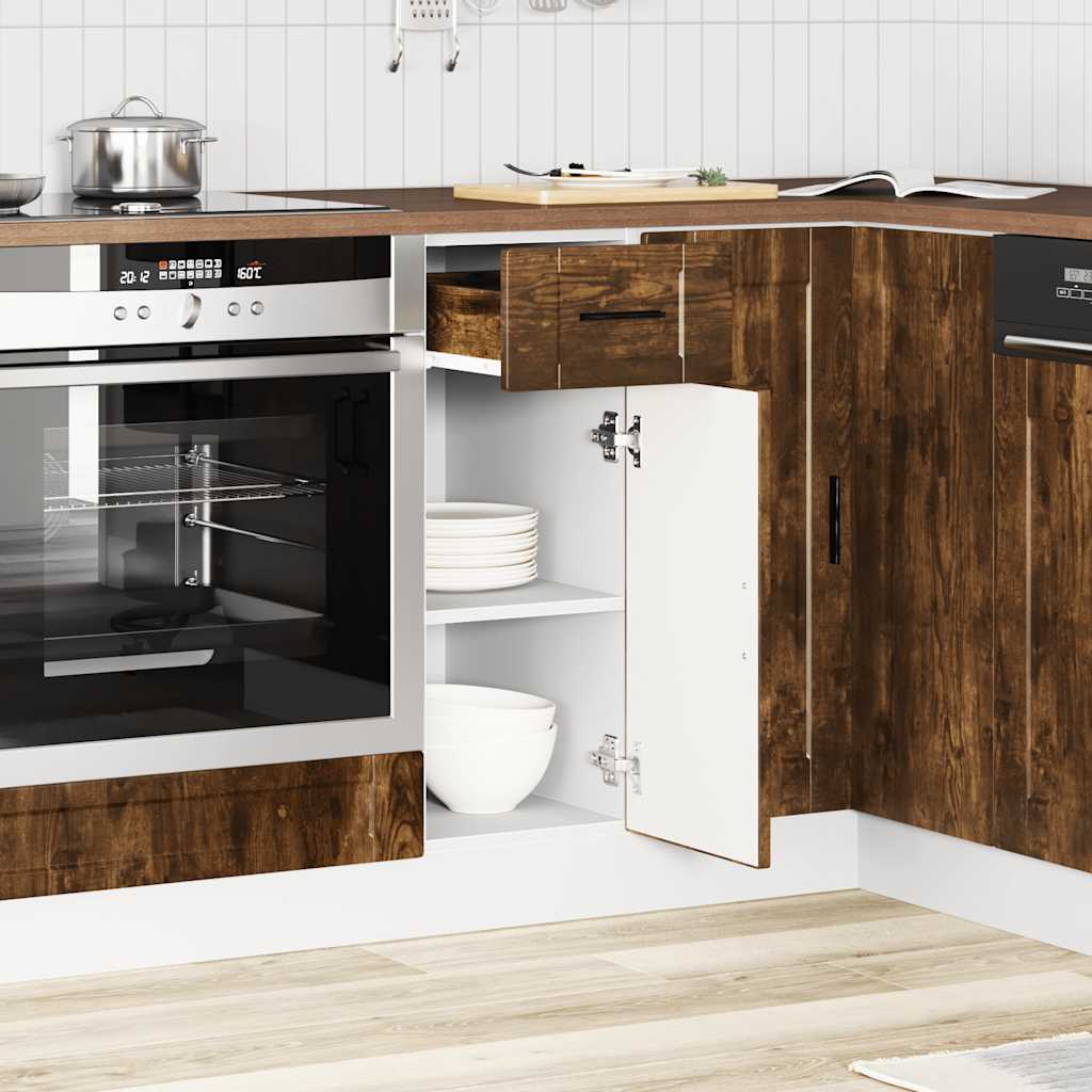 Mueble bajo de cocina porto roble ahumado madera reconstituida