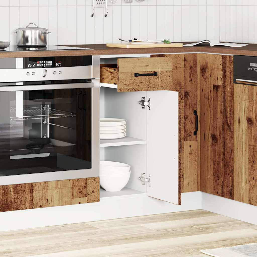 Mueble bajo de cocina porto madera vieja madera reconstituida