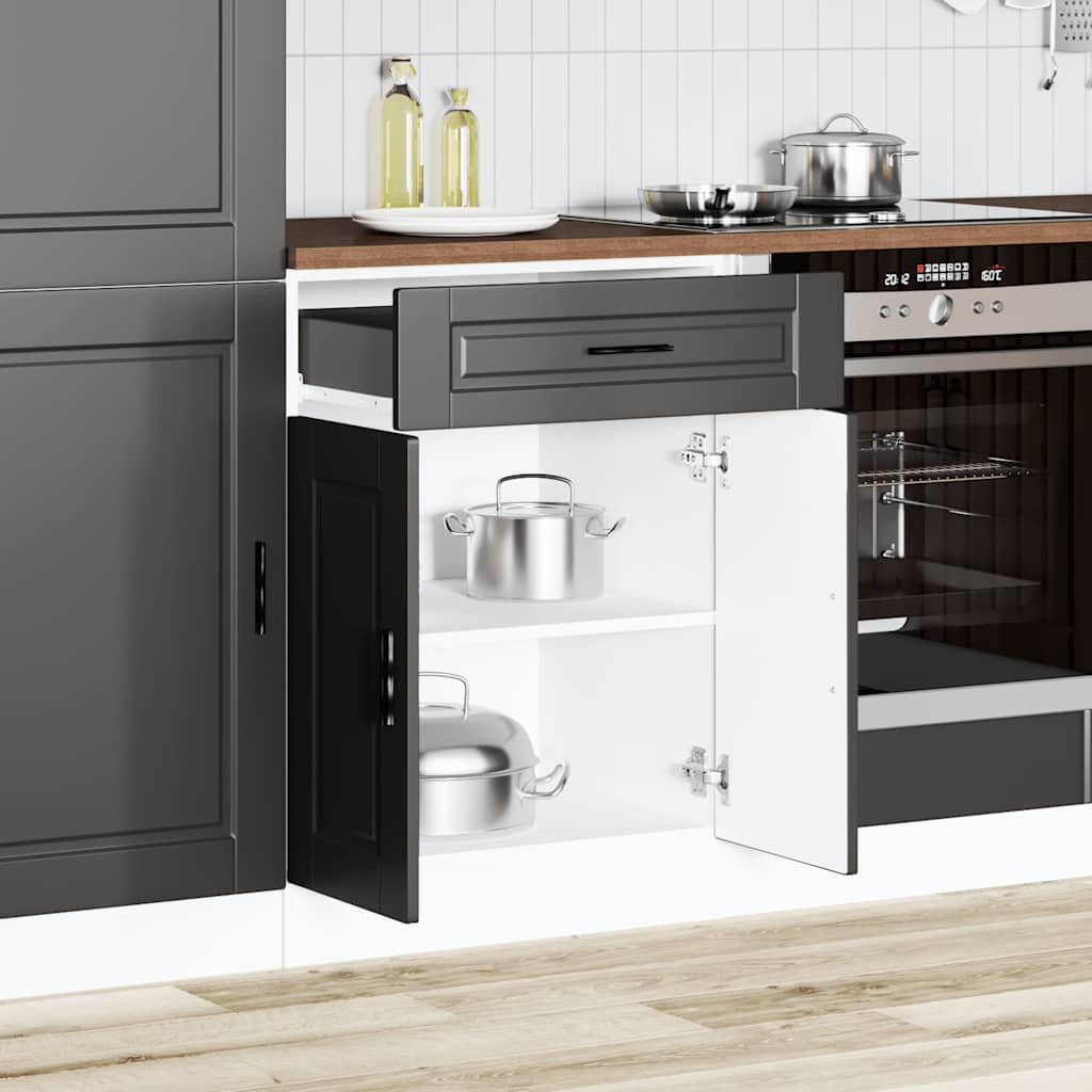 Mueble bajo de cocina Porto madera negro