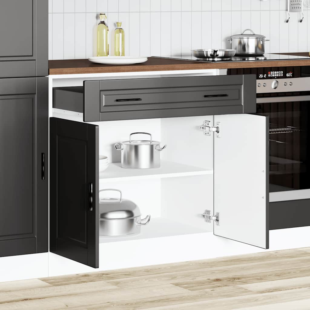 Mueble bajo de cocina Porto madera negro