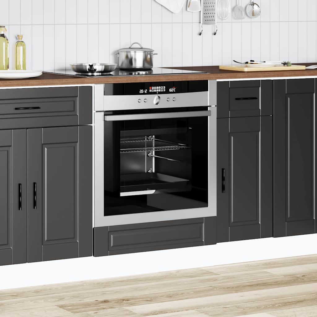 Mueble de horno Porto negro madera reconstituida