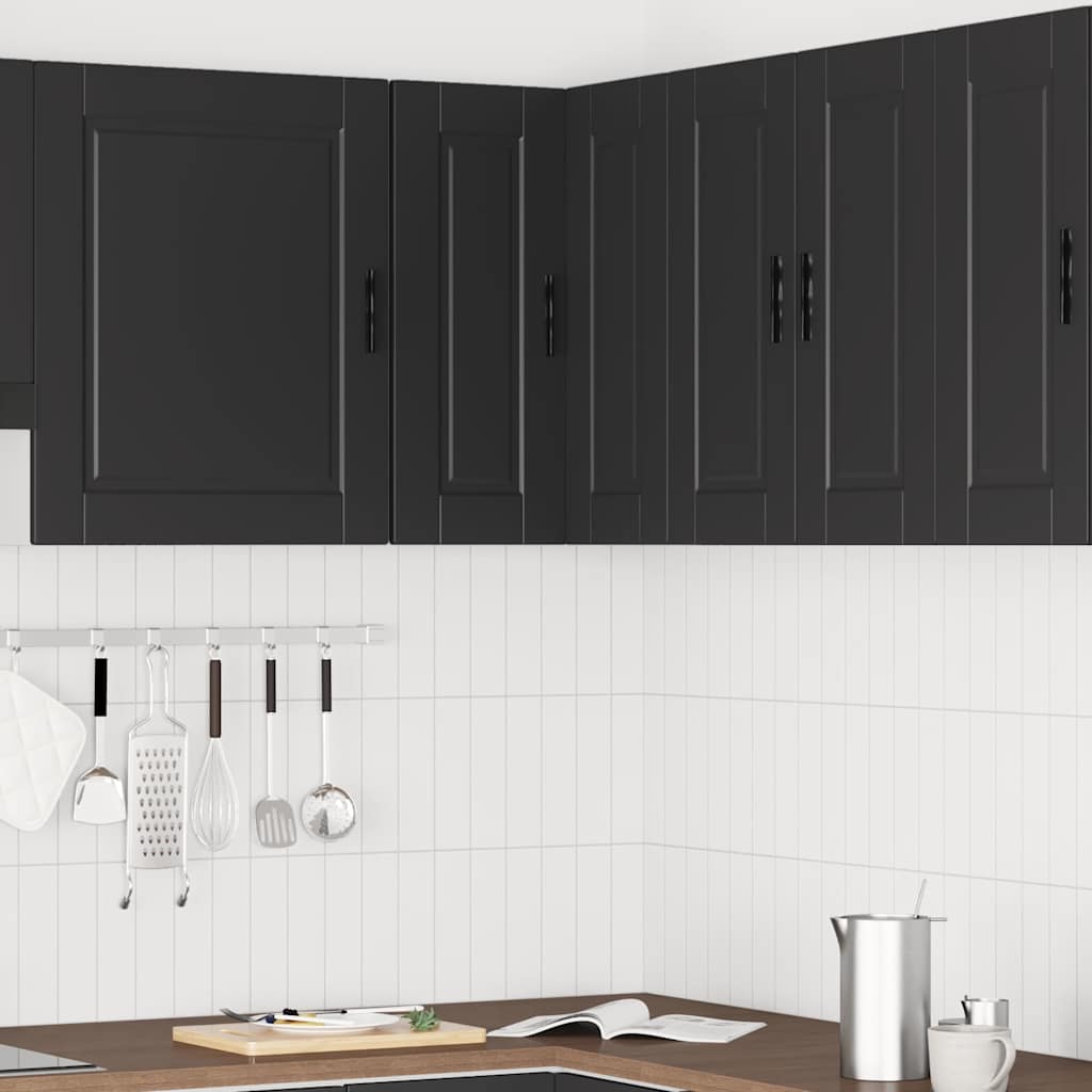 Mueble de cocina esquina pared Porto madera de ingeniería negra