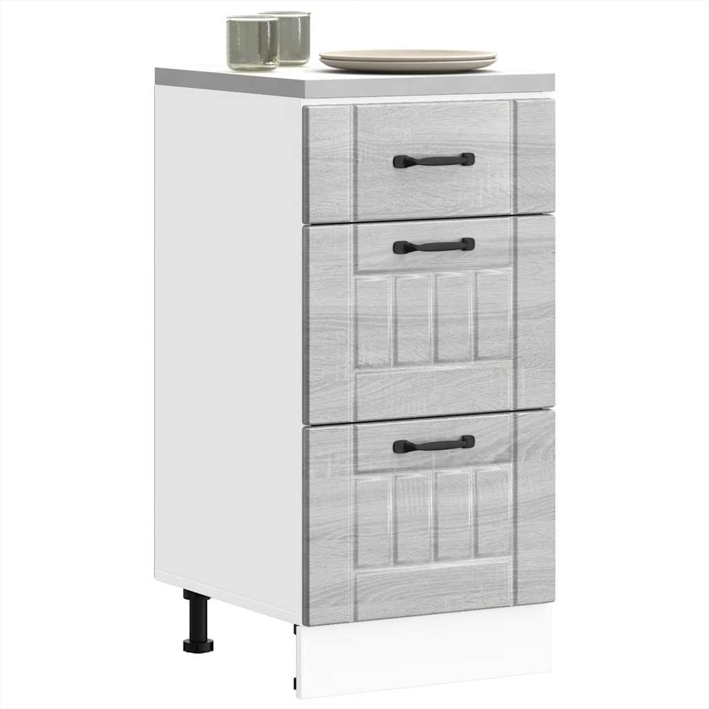 Vetonek Mueble bajo de cocina Lucca madera contrachapada gris sonoma