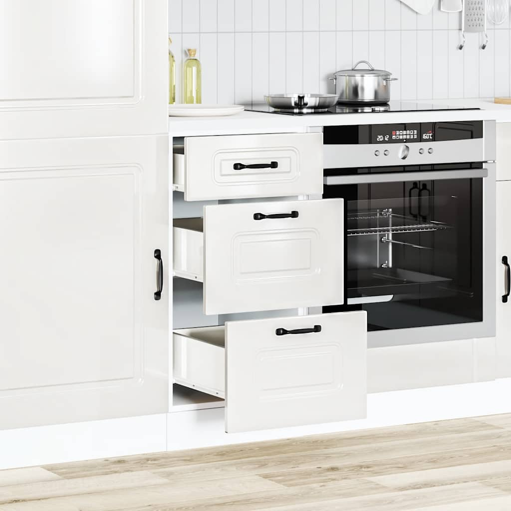 Mueble bajo cocina Kalmar madera sintetizada Nexus blanca alto brillo