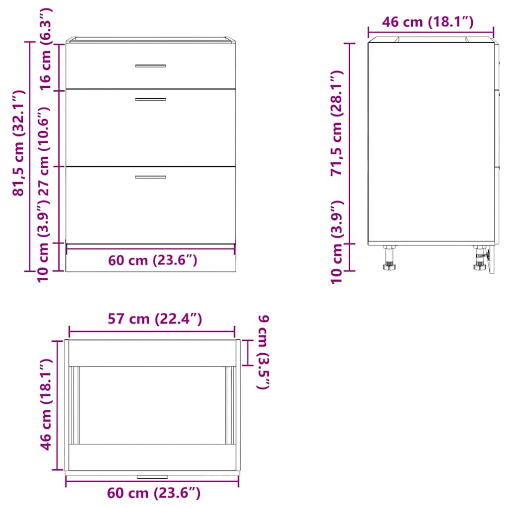 Móvel baixo de cozinha em carvalho Sonoma “Lyon” V5980 Vetonek
