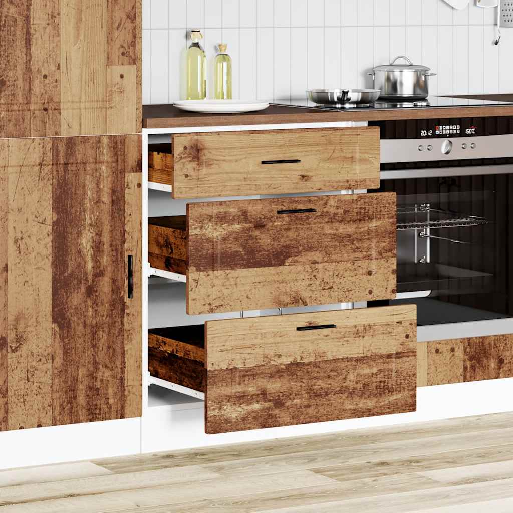 Mueble bajo de cocina porto madera vieja madera reconstituida