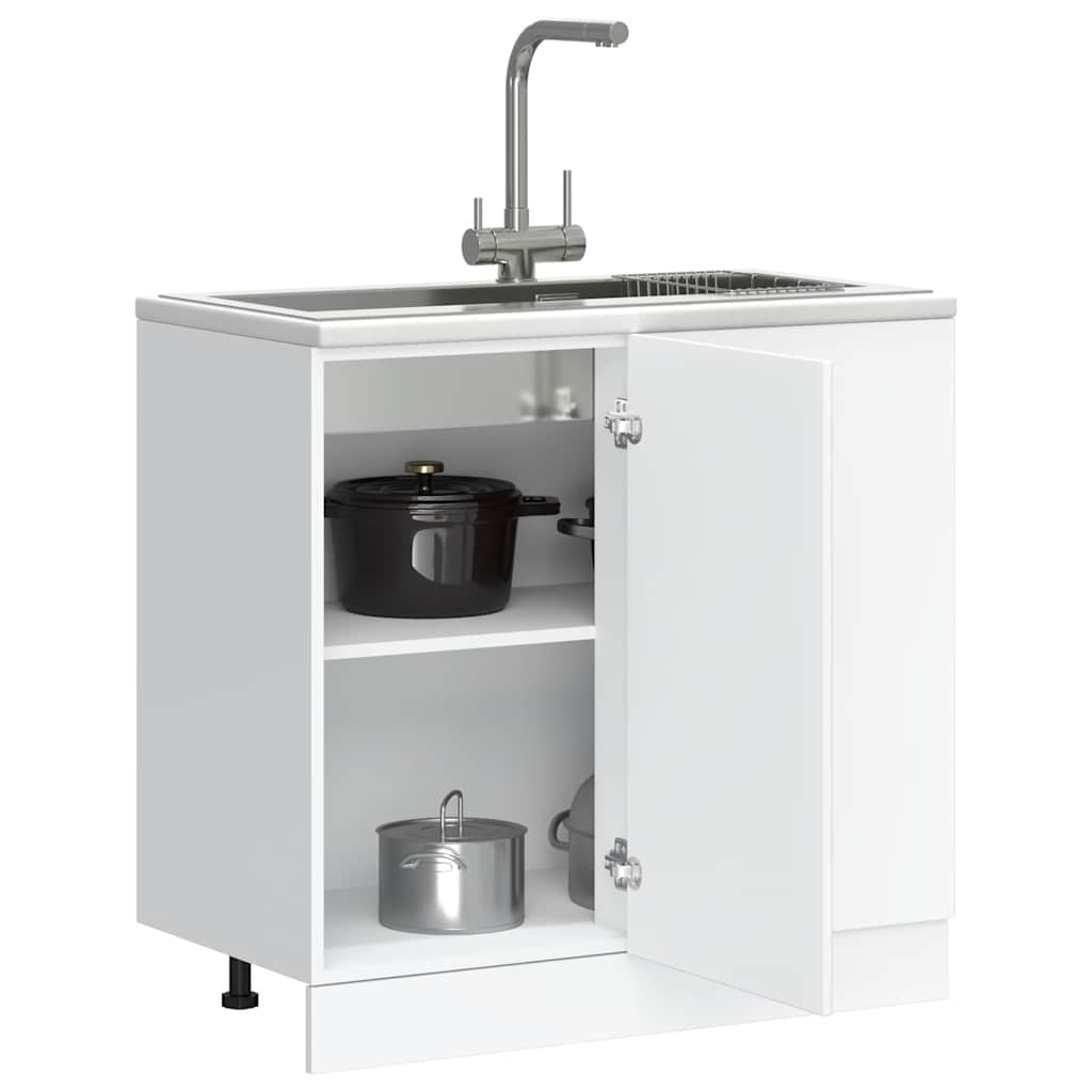 Vetonek Mueble bajo de cocina Porto madera contrachapada blanca