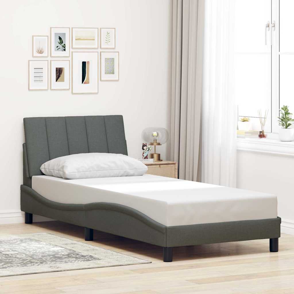 Vetonek Estructura de cama sin colchón tela gris oscuro 80x200 cm