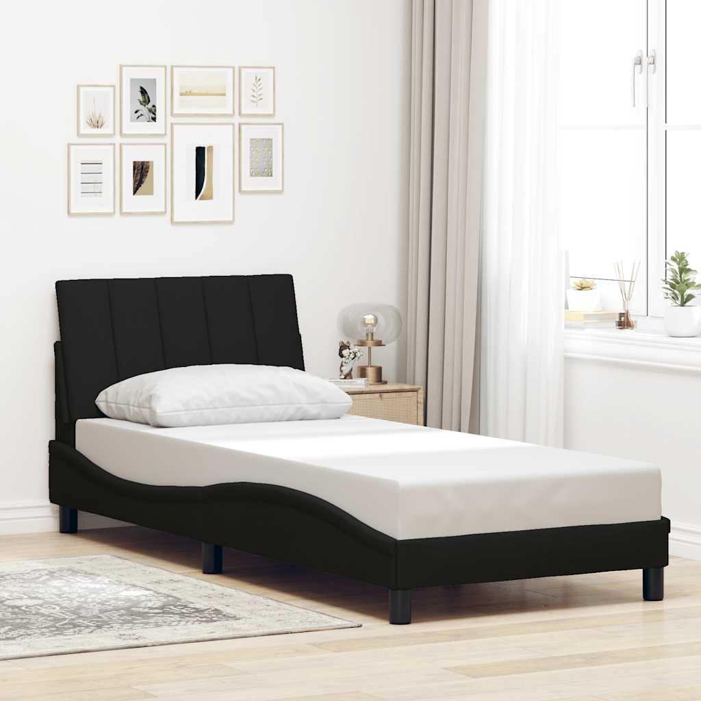 Vetonek Estructura de cama sin colchón tela negro 90x190 cm