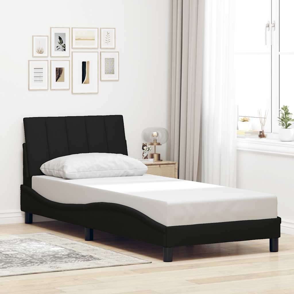 Estructura de cama sin colchón tela negro 90x190 cm v9568 Vetonek