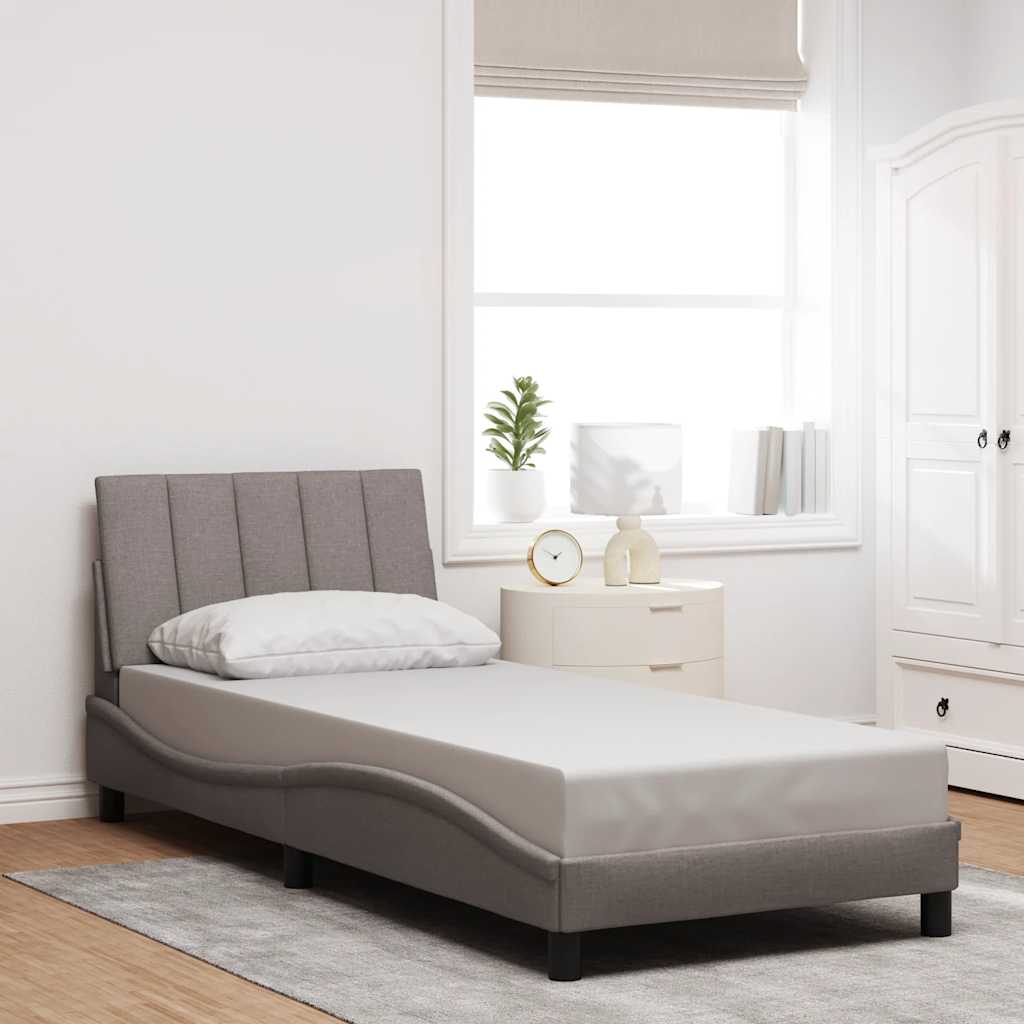 Vetonek Estructura de cama sin colchón tela gris taupe 90x190 cm