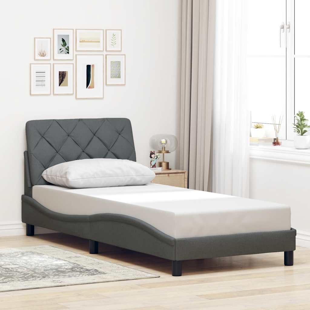 Vetonek Estructura de cama sin colchón tela gris oscuro 80x200 cm