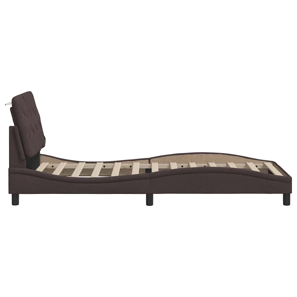 Estructura de cama sin colchón tela marrón oscuro 90x190 cm V1677 Vetonek