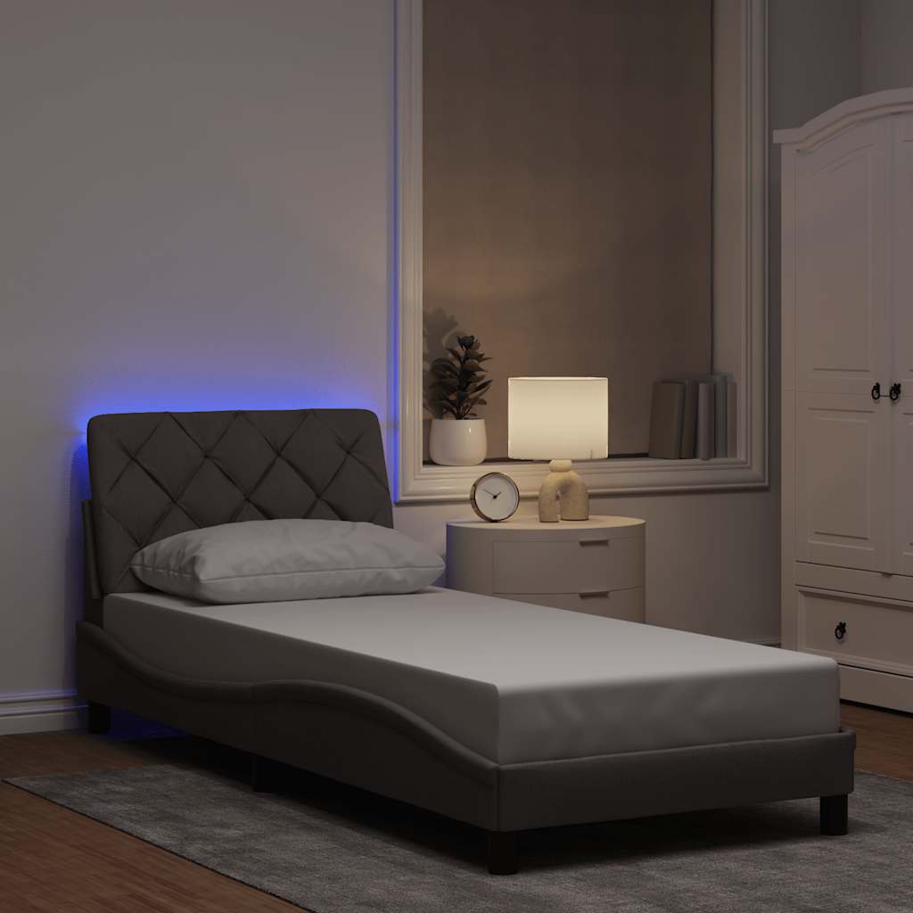 Vetonek Estructura cama con LED sin colchón tela taupe 90x200 cm