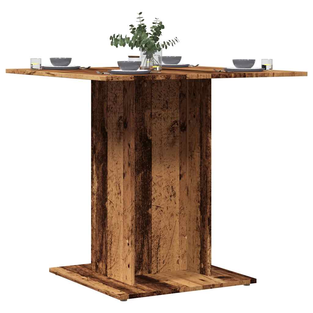 Vetonek Mesa de comedor madera de ingeniería envejecida 80x80x75 cm