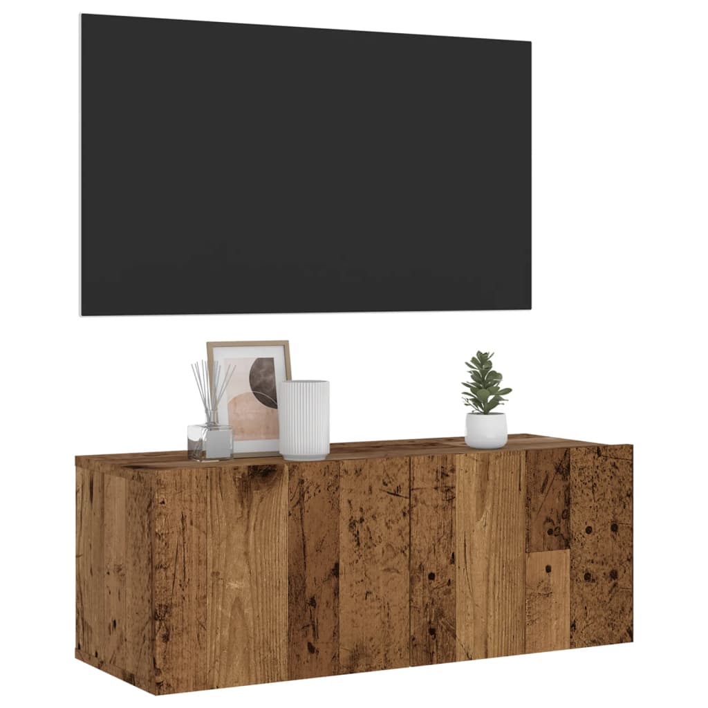 Vetonek Mueble de pared de TV madera ingeniería envejecida 80x30x30 cm