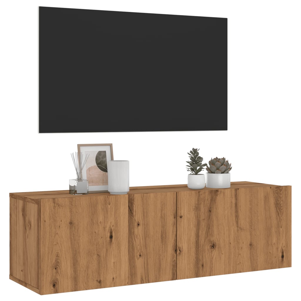 Vetonek Mueble TV de pared madera ingeniería roble artisan 100x30x30 cm