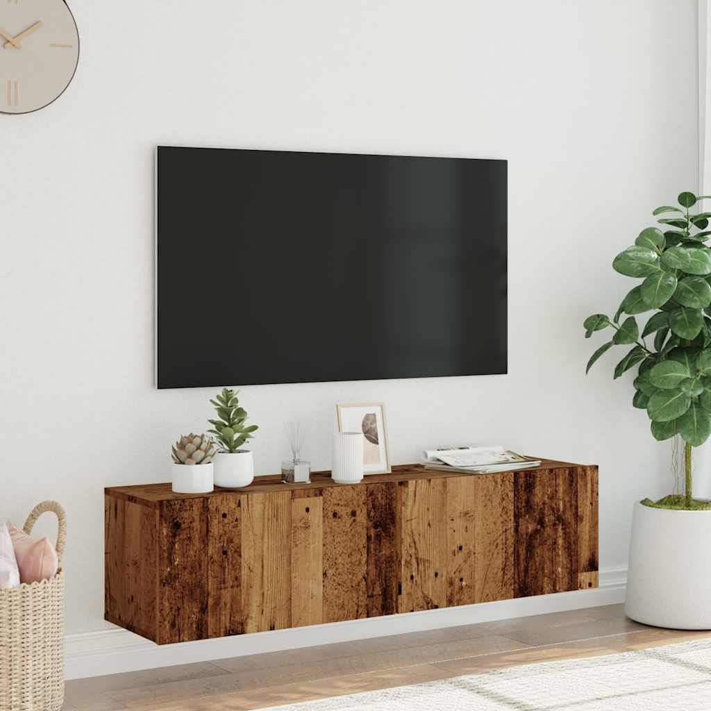 Mueble de TV de pared madera sintetizada Nexus envejecida 120x30x30 cm