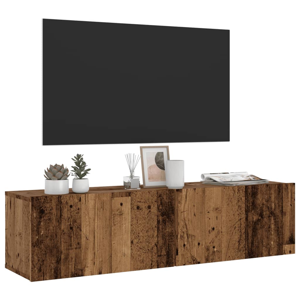 Vetonek Mueble de TV de pared madera ingeniería envejecida 120x30x30 cm