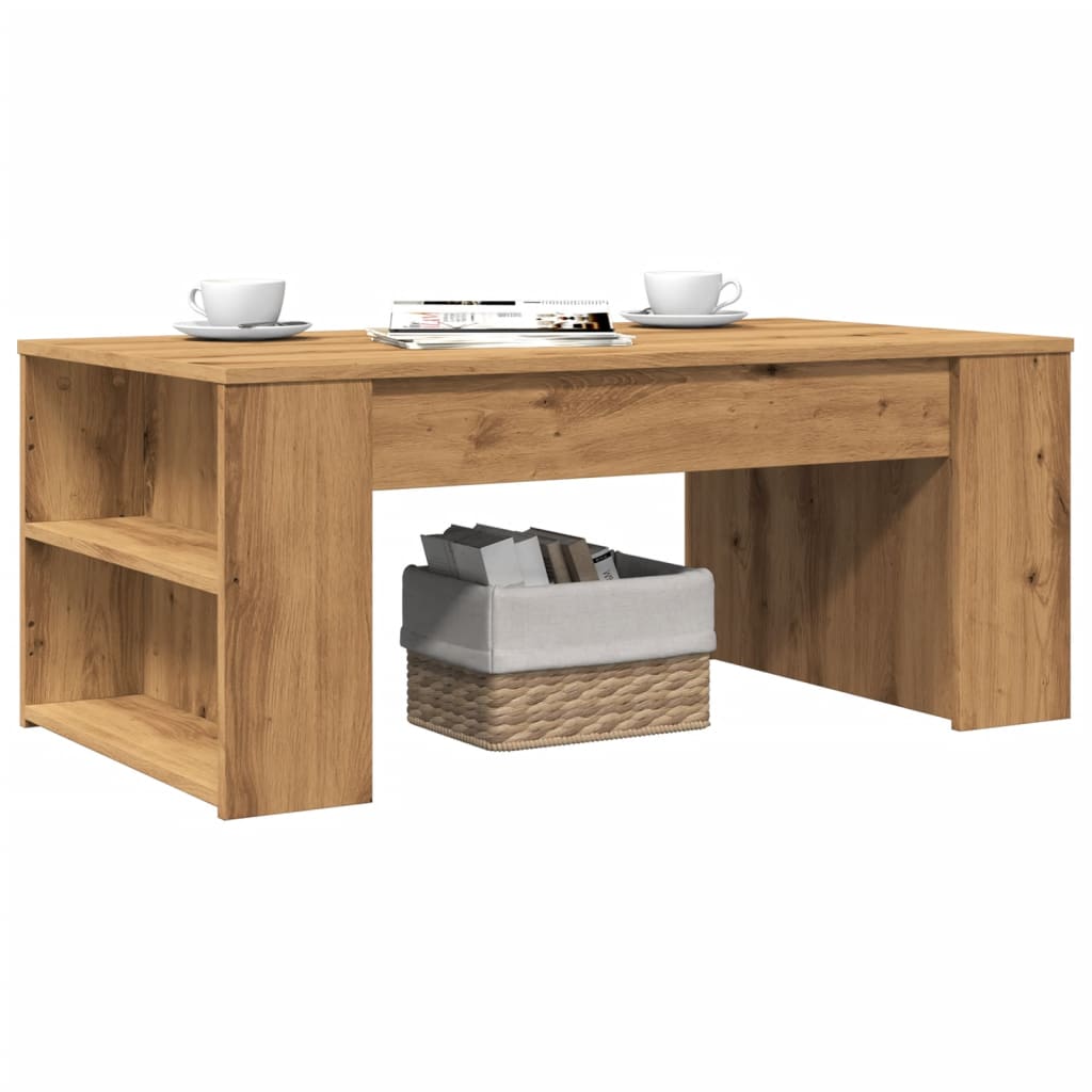 Mesa de centro madera ingeniería roble artesanal 102x55x42cm V5507 Vetonek