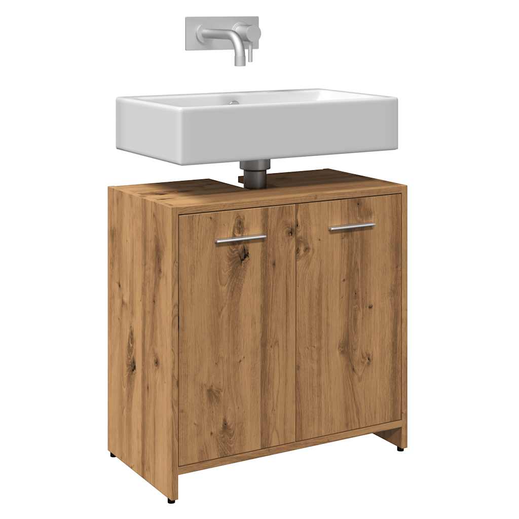 Vetonek Mueble de lavabo de baño madera roble artisan 60x33x60 cm