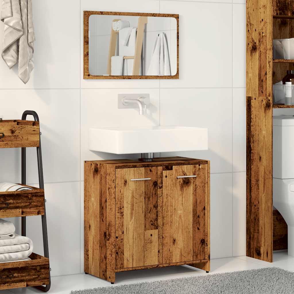 Mueble de baño con espejo de madera antigua madera sintetizada Nexus