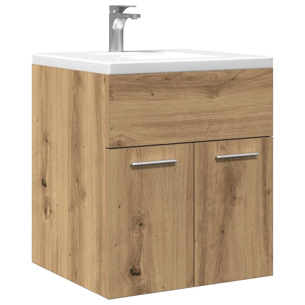 Vetonek Mueble de lavabo de baño madera roble artisan 41x38,5x46 cm