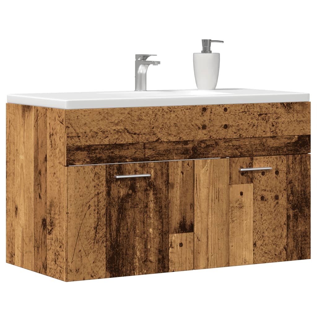 Vetonek Mueble de lavabo madera de ingeniería envejecida 80x38,5x46 cm