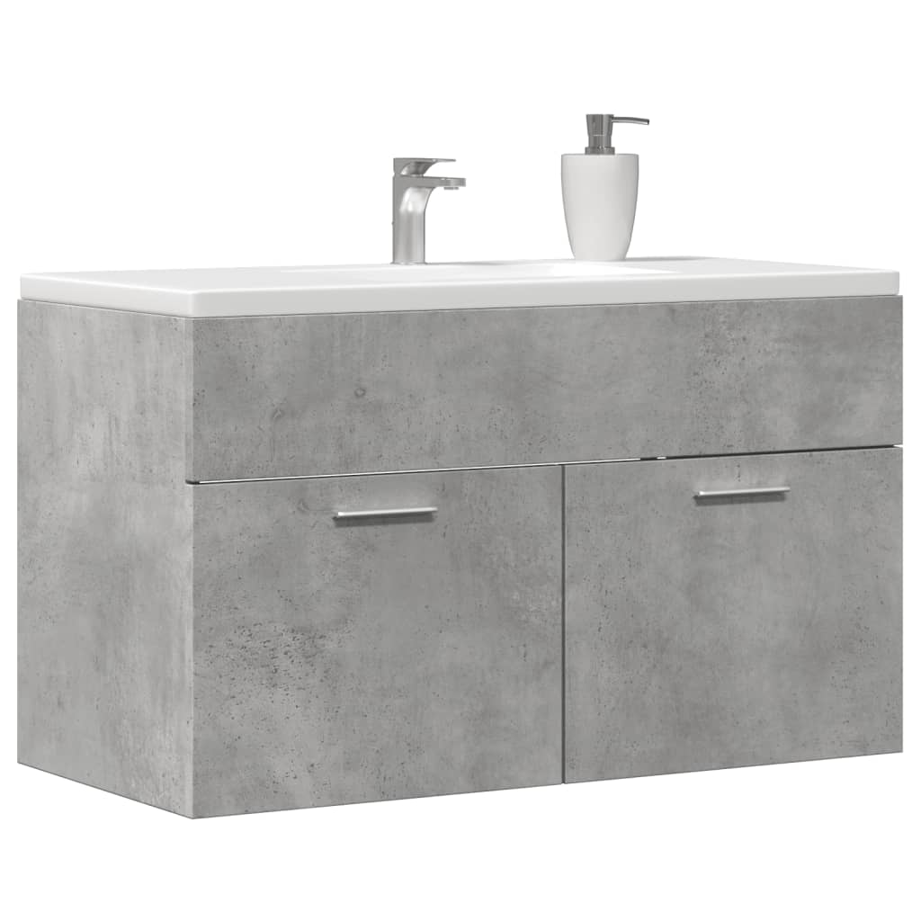 Vetonek Mueble de lavabo madera ingeniería gris hormigón 90x38,5x46 cm