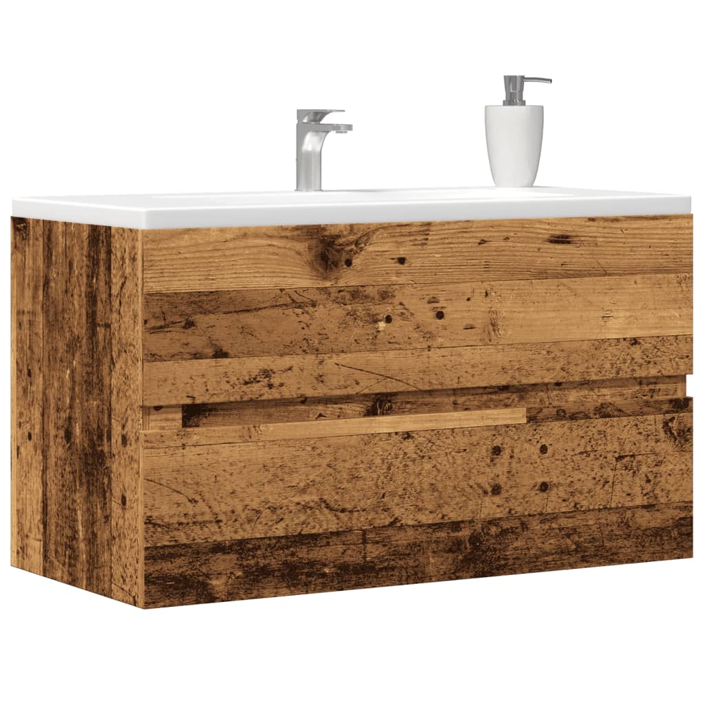 Vetonek Mueble de lavabo madera ingeniería envejecida 90x38,5x45 cm