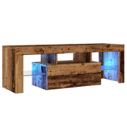 Mueble tv luces led madera ingeniería envejecida 120x36,5x40 cm v7587 - Vetonek