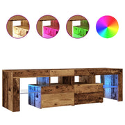 Vetonek Mueble TV luces LED madera ingeniería envejecida 140x36,5x40 cm