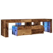 Mueble tv luces led madera ingeniería envejecida 140x36,5x40 cm v7600 - Vetonek