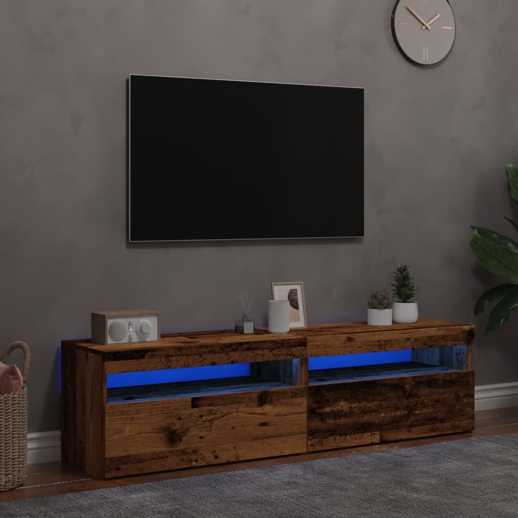 Vetonek Muebles de TV con luces LED 2 uds madera ingeniería envejecida