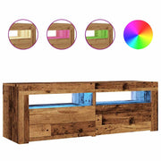 Vetonek Mueble TV luces LED madera ingeniería envejecida 120x35x40 cm