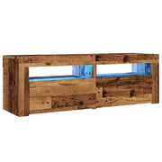 Mueble TV luces LED madera sintetizada Nexus envejecida 120x35x40 cm - Vetonek