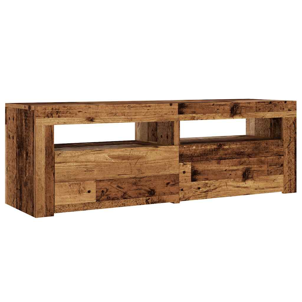 Mueble TV luces LED madera sintetizada Nexus envejecida 120x35x40 cm - Vetonek