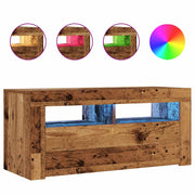 Vetonek Mueble TV luces LED madera ingeniería envejecida 90x35x40 cm